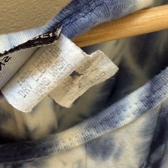 Vintage Sans Souci 90s Y2K Blue White Tie Dye Ripped Tank Top Size Small Cotton - Picture 5 of 5